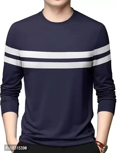 HEATHEX Men's Cotton Blend Striped Round Neck Full Sleeve T-Shirt
