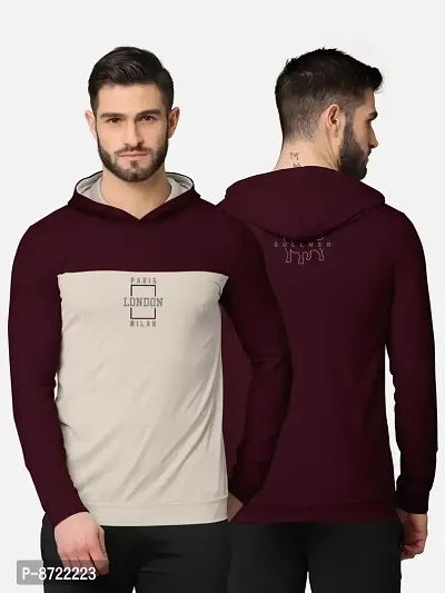 Trendy Front and Back Printed Full Sleeve / Long Sleeve Hooded Tshirt for Men