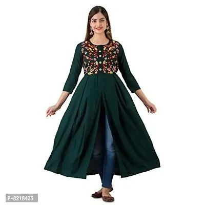 NISHABD Black Embroidered A-line Kurta for Women's