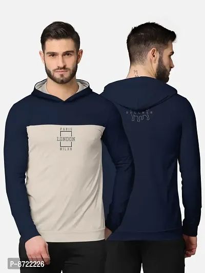 Trendy Front and Back Printed Full Sleeve / Long Sleeve Hooded Tshirt for Men