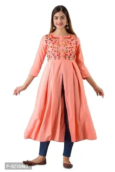 NISHABD Black Embroidered A-line Kurta for Women's