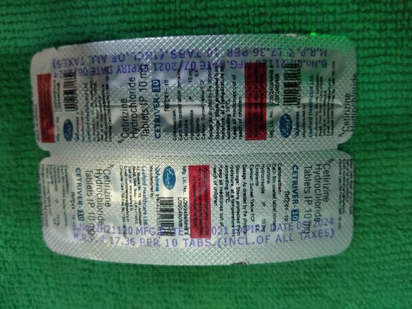 Cetriver-10 (Cetrizine Hydrochloride Tablets IP 10mg)