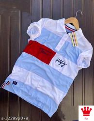 Mens cotton stylish colorfull striped polo t shirt