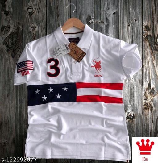 Mens cotton stylish colorfull striped polo t shirt