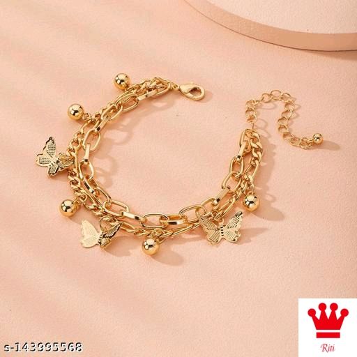 Silver plated multiple butterfly bracelet for women and girls 