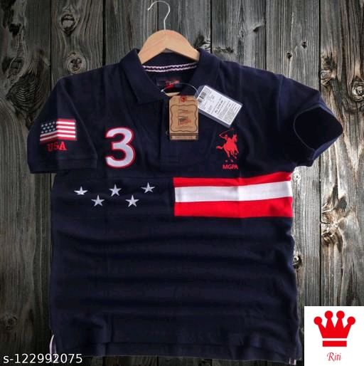 Mens cotton stylish colorfull striped polo t shirt