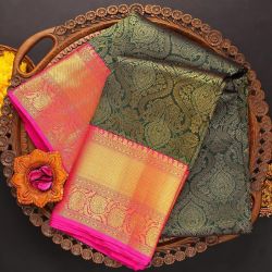 Beautiful Rich Pallu And Jacquard Work On All Over The Soft Silk Saree