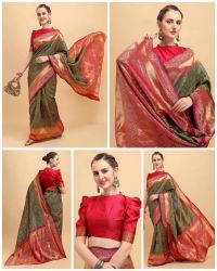 Beautiful Rich Pallu And Jacquard Work On All Over The Soft Silk Saree