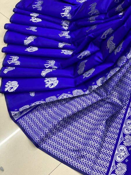 Gorgeous Blue Color Soft Lichi Silk Jacquard Work Saree
