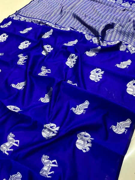 Gorgeous Blue Color Soft Lichi Silk Jacquard Work Saree