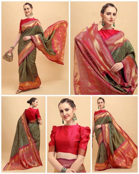 Beautiful Rich Pallu And Jacquard Work On All Over The Soft Silk Saree