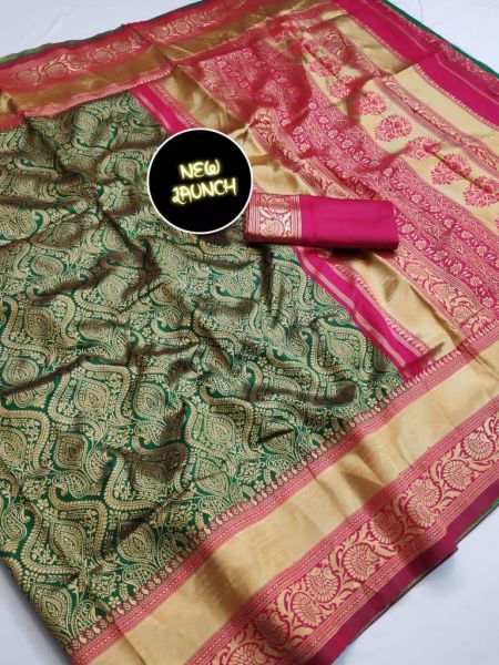 Beautiful Rich Pallu And Jacquard Work On All Over The Soft Silk Saree