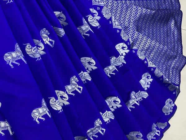 Gorgeous Blue Color Soft Lichi Silk Jacquard Work Saree