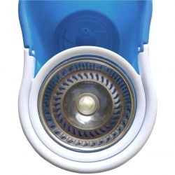 HEAVY DUTY MICROFIBER SPIN MOP WITH PLASTIC BUCKET & ROTATING STEEL POLE HEAD