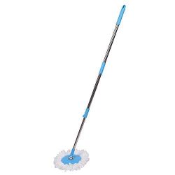 HEAVY DUTY MICROFIBER SPIN MOP WITH PLASTIC BUCKET & ROTATING STEEL POLE HEAD