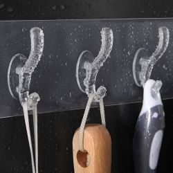 ADHESIVE TRANSPARENT HEAVY DUTY WALL HOOK