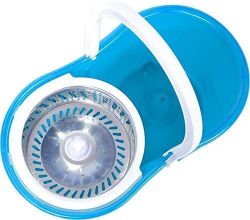 HEAVY DUTY MICROFIBER SPIN MOP WITH PLASTIC BUCKET & ROTATING STEEL POLE HEAD