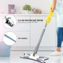 X SHAPE MOP OR FLOOR CLEANING HANDS-FREE SQUEEZE MICROFIBER FLAT MOP SYSTEM 360° FLEXIBLE HEAD, WET AND DRY MOP FOR HOME KITCHEN WITH 
