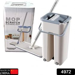 SCRATCH CLEANING MOP WITH 2 IN 1 SELF CLEAN WASH DRY HANDS FREE FLAT MOP