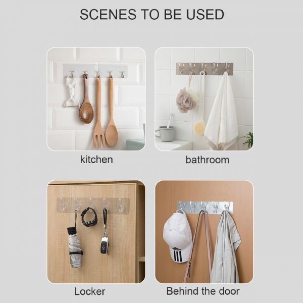 ADHESIVE TRANSPARENT HEAVY DUTY WALL HOOK