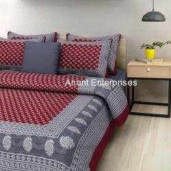 Jaipuri printed QUEEN SIZE WITH PILLOW COVER GREY WITH MAROON