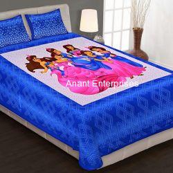 Jaipuri printed QUEEN SIZE WITH PILLOW COVER BLUE