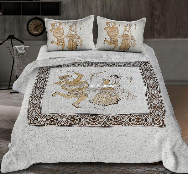 Jaipuri printed QUEEN SIZE WITH PILLOW COVER GREY