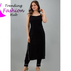 Black kurti pant set of Rayon