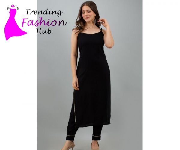 Black kurti pant set of Rayon