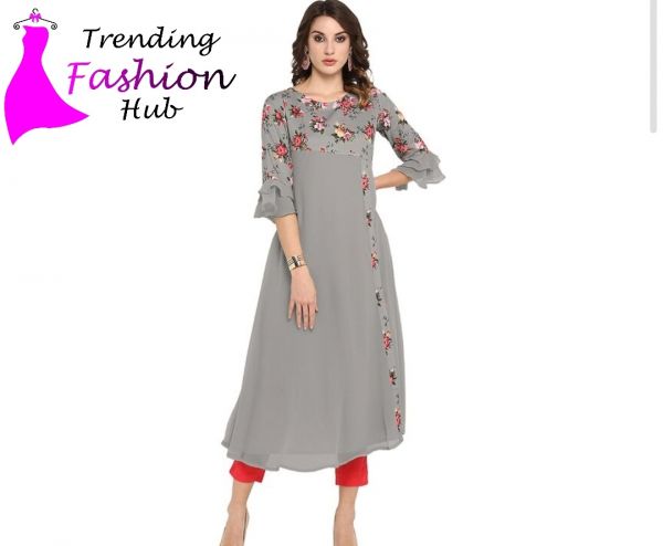 Crep Printed A-line kurti