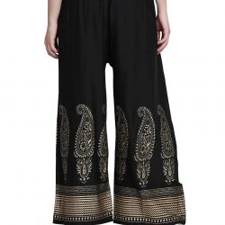Women's Regular Fit Gold-Toned Printed Palazzos 