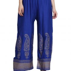 Women's Regular Fit Gold-Toned Printed Palazzos 