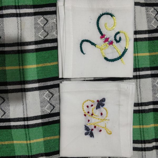 Handkerchief alphabet or flowers design 