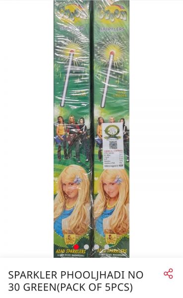 Sparkle Fuljhadi No 30 Green Pack of 5 pcs 