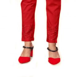 Red Cotton Ladies Pant
