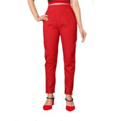 Red Cotton Ladies Pant