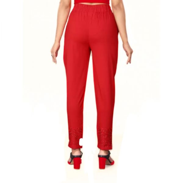 Red Cotton Ladies Pant