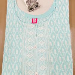 Hanny Collection - pure cotton kurti top with full embroidery work