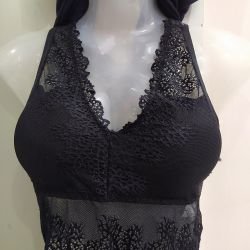 Cami inner net lace bra , criss-cross straps on back side, front neck v shape,size-34 , colour-5.