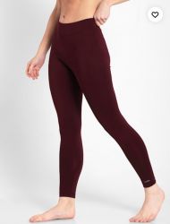 Jockey Women's Microfiber Elastane Stretch Perfomance Leggins With Broad Waistband and Stay Dry Technology Wine Testing