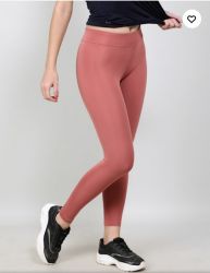 Jockey Women's Microfiber Elastane Strech Perfomance Leggins With Broad Waistband  And Stay Dry Technology Withered Rose 