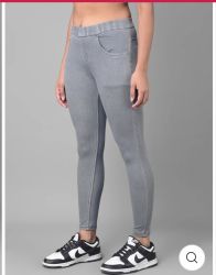 COMFORT LADY REGULAR FIT DENIM JEGGINGS(GREY)