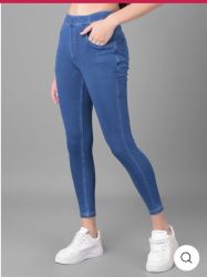 COMFORT LADY REGULAR FIT DENIM JEGGINGS(DARK DENIM BLUE)