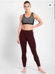 Jockey Women's Microfiber Elastane Stretch Perfomance Leggins With Broad Waistband and Stay Dry Technology Wine Testing
