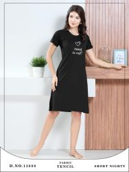 NEW BHUWAL WOMEN TENCIL FABRIC SHORT NIGHTY(