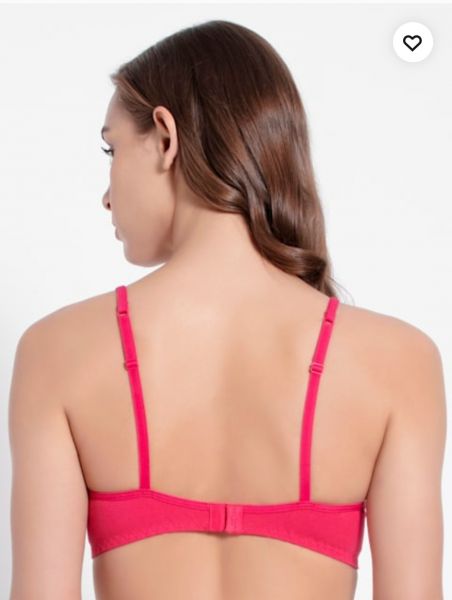 Women's Wirefree Non Padded Super Combed Cotton Elastane Stretch Full Coverage Beginners Bra with Adjustable Straps - Ruby