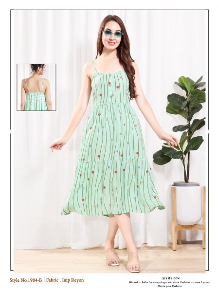 Women Strappy Half Rayon Nighty(1904B)