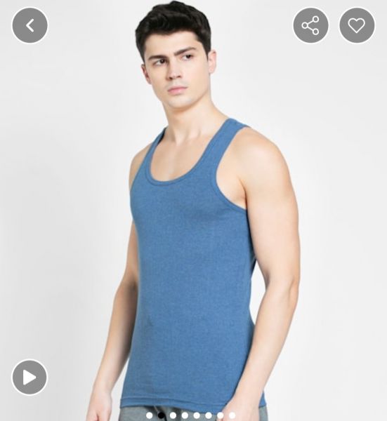 Jockey Men's Super Combed Cotton Rib Racer Back Styling Round Neck Gym Vest