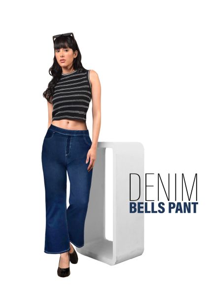 COMFORT LADY DENIM BELLS PANT(DARK DENIM)
