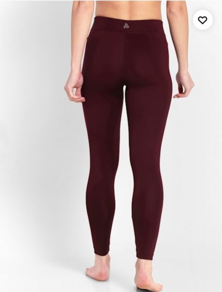 Jockey Women's Microfiber Elastane Stretch Perfomance Leggins With Broad Waistband and Stay Dry Technology Wine Testing
